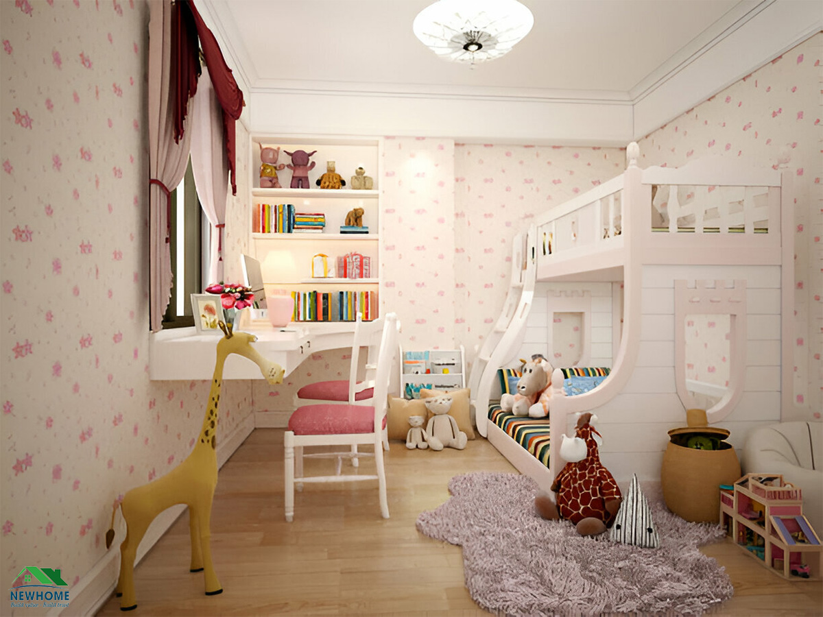 Thiết kế phòng ngủ bé gái diện tích nhỏ hẹp với phong cách đơn giản